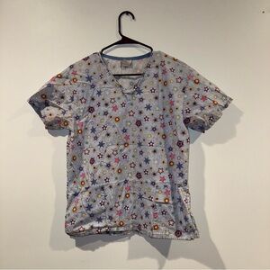 Vintage Star Patterned Scrub Top